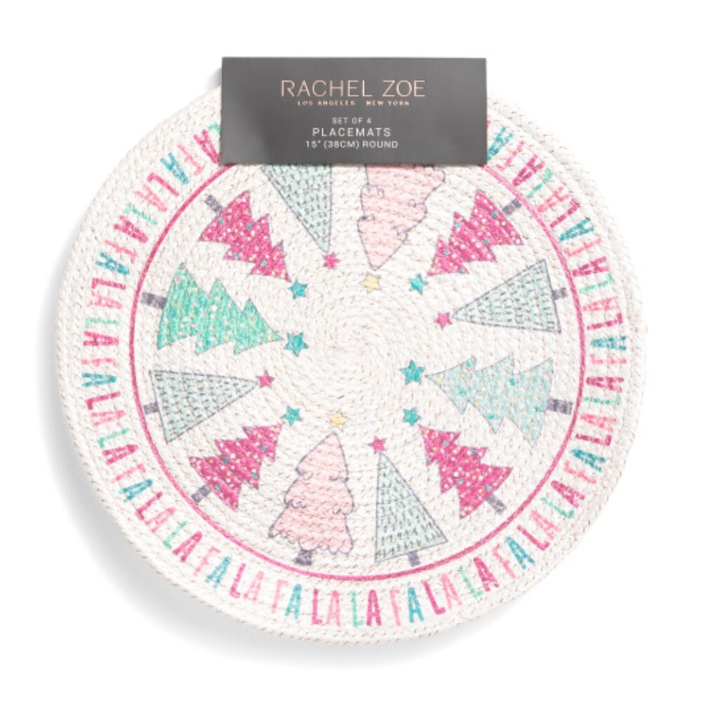 RACHEL ZOE Set Of 4 Falala Trees Braided Placemats
